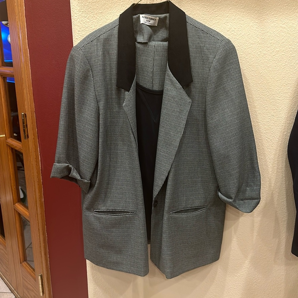 Alfred Dunner Grey Suit Set with Black Collar